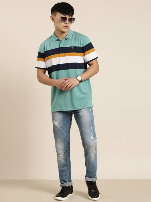 Green Striped Polo T-shirt